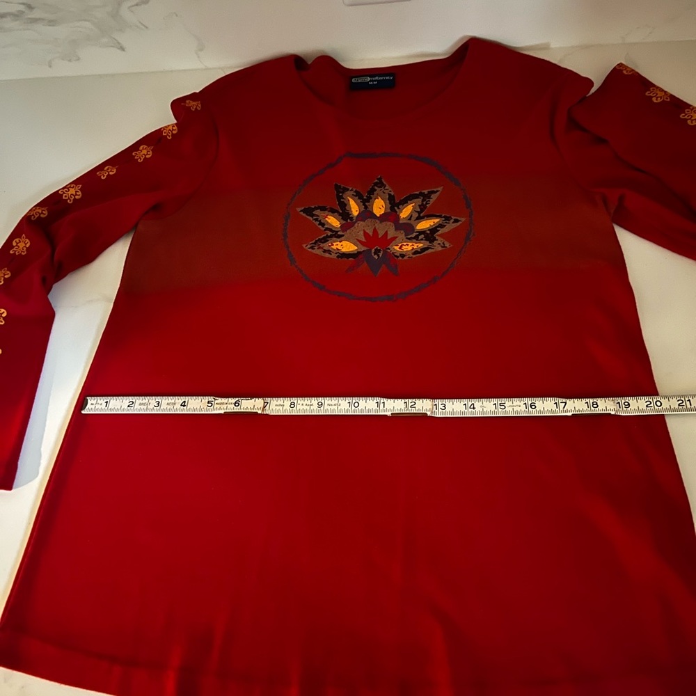 Vintage Y2K maternity collection, red graphic jersey knit top - Picture 9 of 12